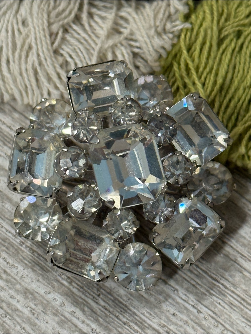 Clear Crystal Cluster Brooch by Coro